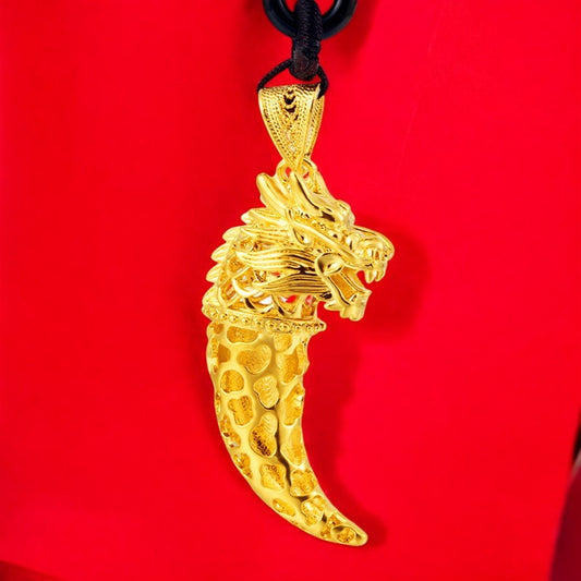 Lucky Dragon Wolf Tooth Pendant Necklace