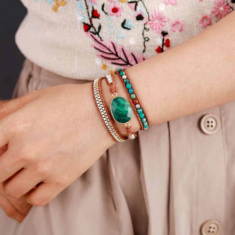 Intense Malachite Wrap Bracelet