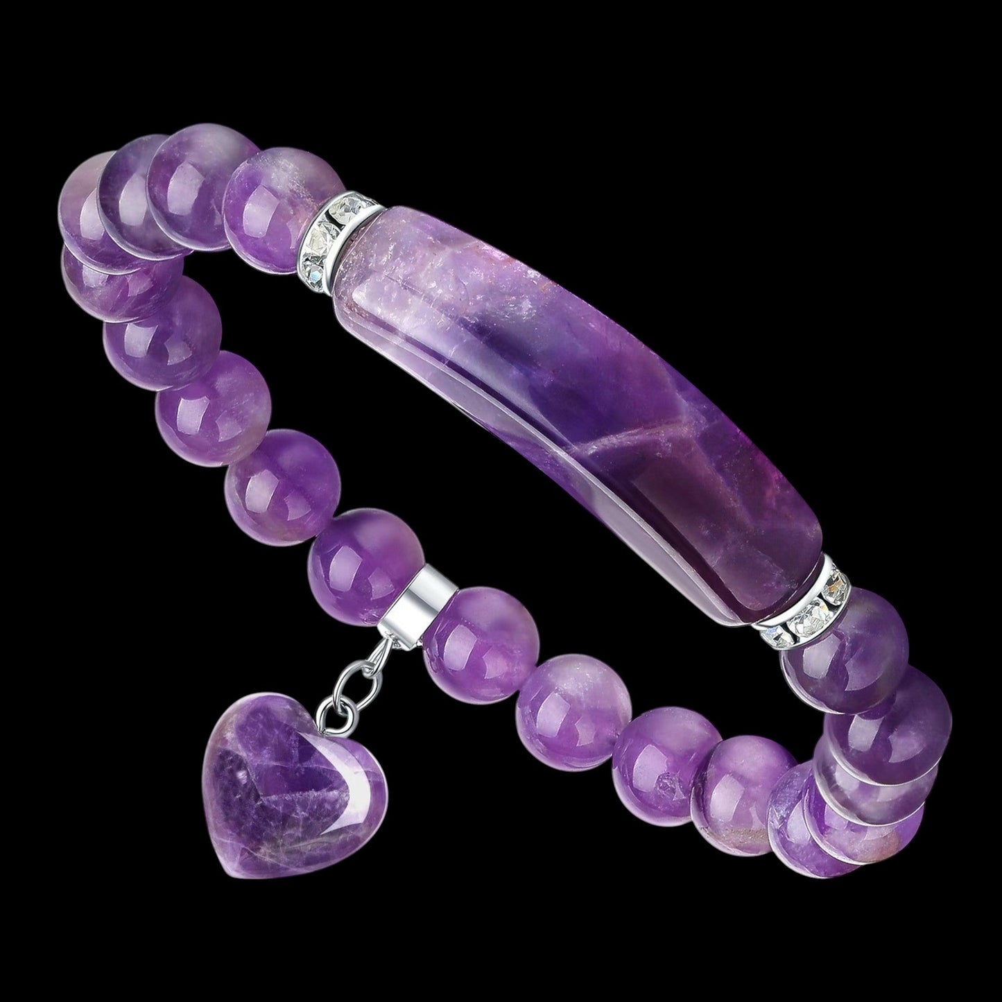 Natural Crystal Heart Pendant Healing Bracelet