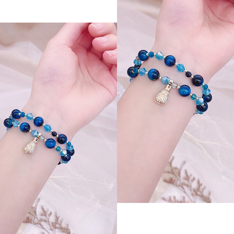 Pulsera Ojo de Tigre Cristal Azul Fortuna