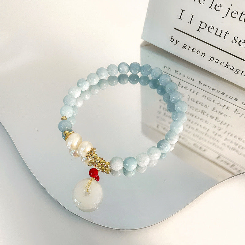 Cierre de la suerte • Pulsera de ágata aguamarina