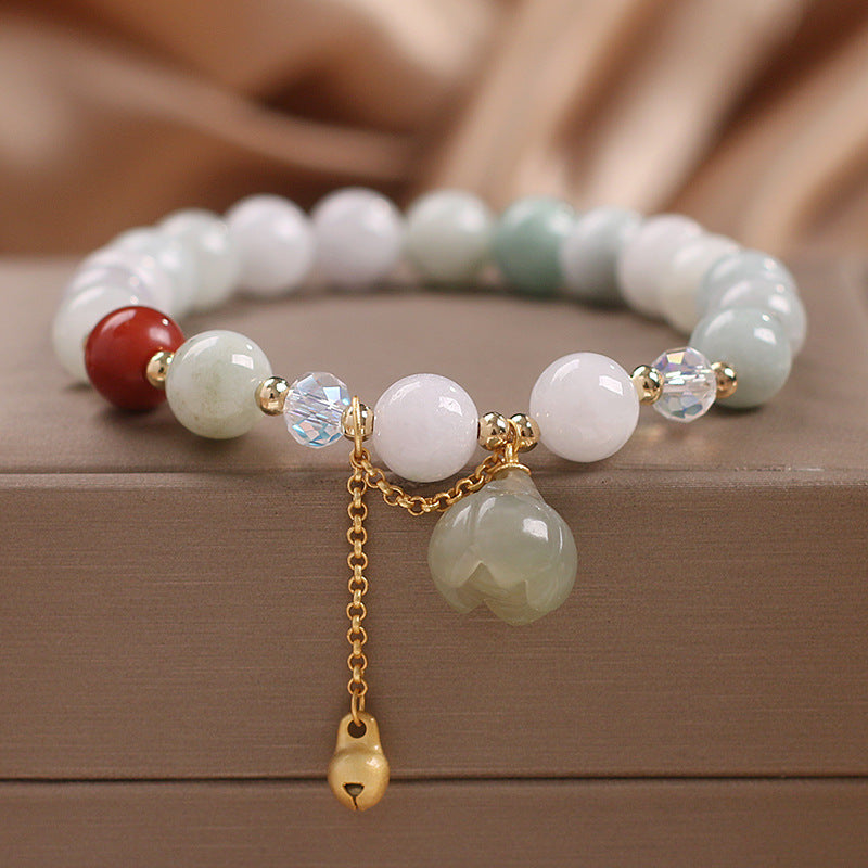 Pulsera de piedra de jade y loto