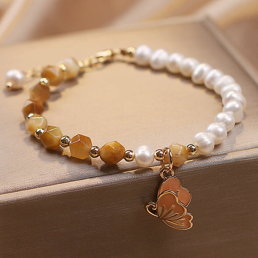 Summer Butterflies • Freshwater Pearl & Agate Bracelet
