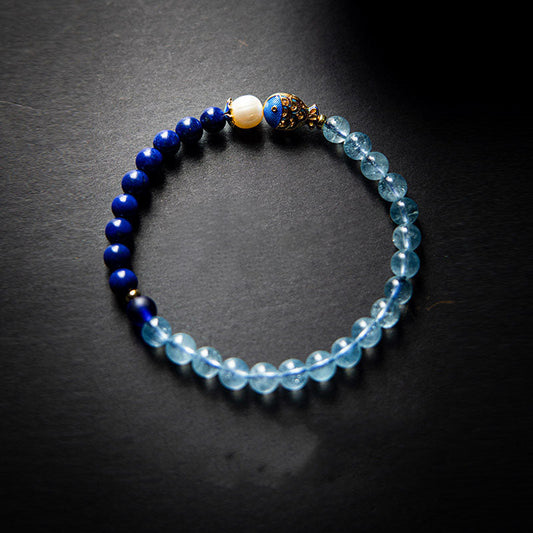Brazilian Aquamarine  & Lapis Bracelet