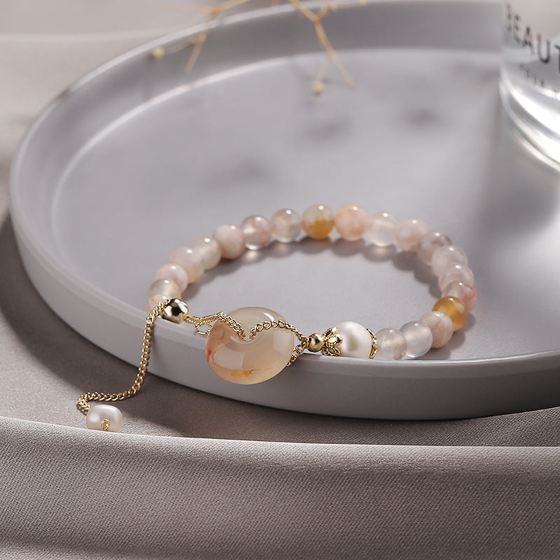 Lucky Buckle ·  Natural Sakura Agate Bracelet