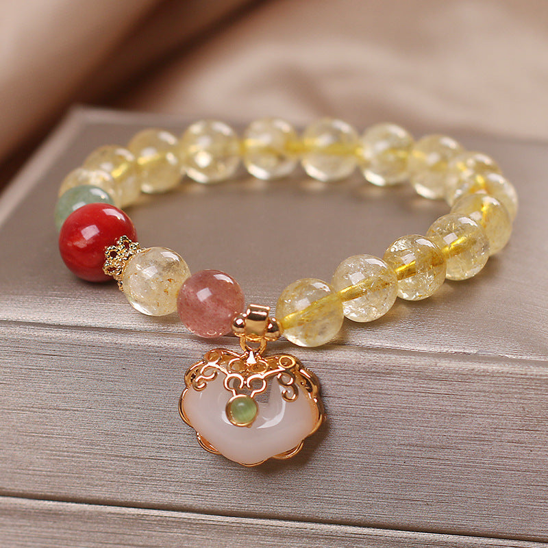 Pulsera de cristal de titanio natural • Lucky