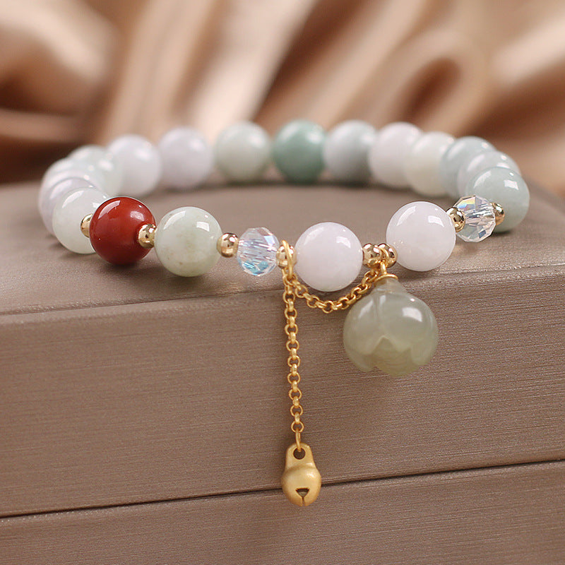 Pulsera de piedra de jade y loto