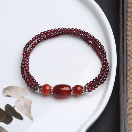 Trio • Garnet & Agate Bracelet