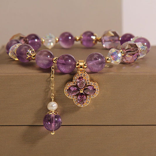 Four-leaf clover • Amethyst Bracelet