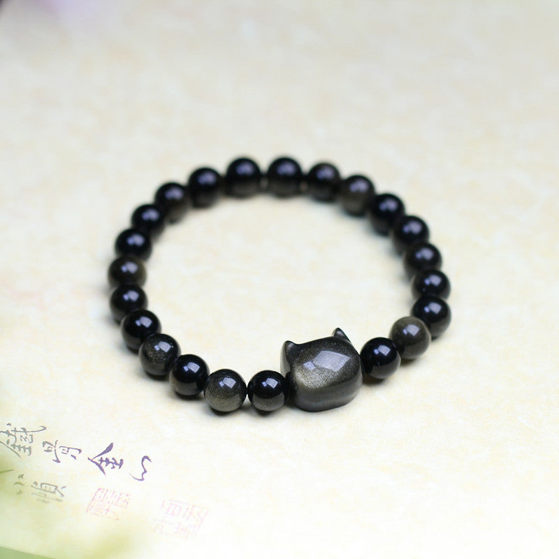 Gatito • Pulsera de Obsidiana Natural