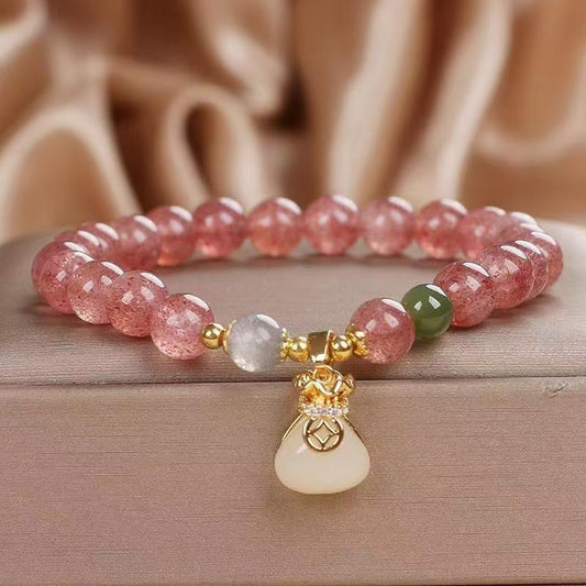 Strawberry Quartz Crystal Jade Bracelet