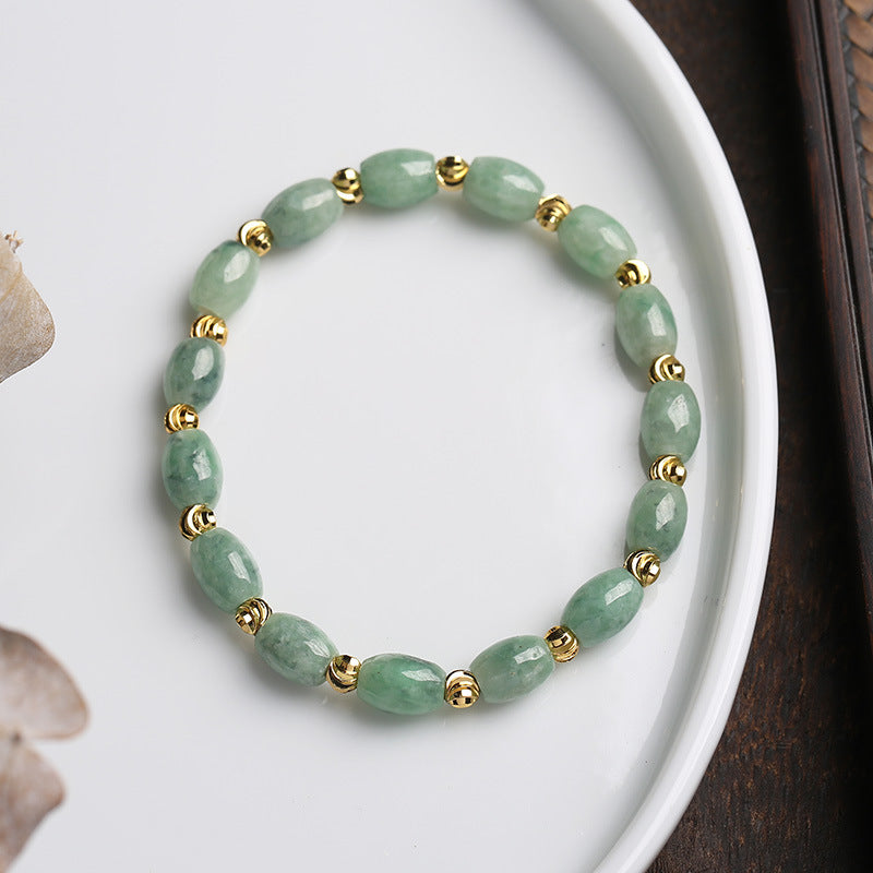 Natural Jadeite Rice Bead Bracelet