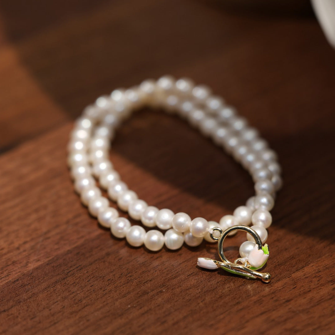 Pulsera de Perlas de Agua Dulce Naturales Rosadas
