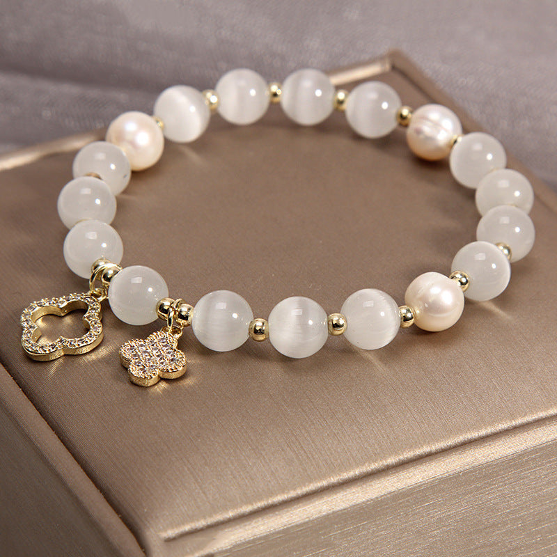 Cat's eye stone & Pearl Bracelet