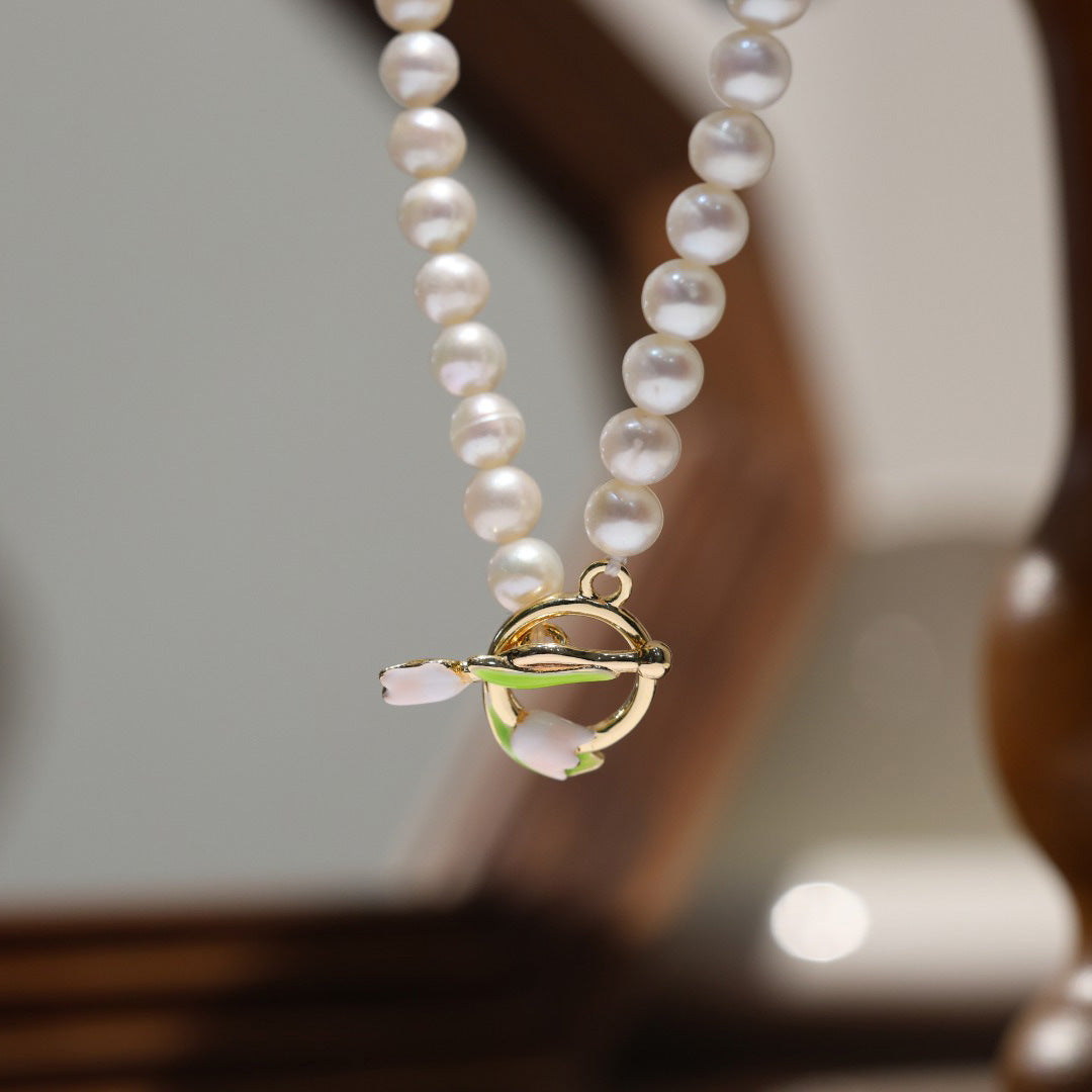 Natural Freshwater Pearl Rose Bracelet