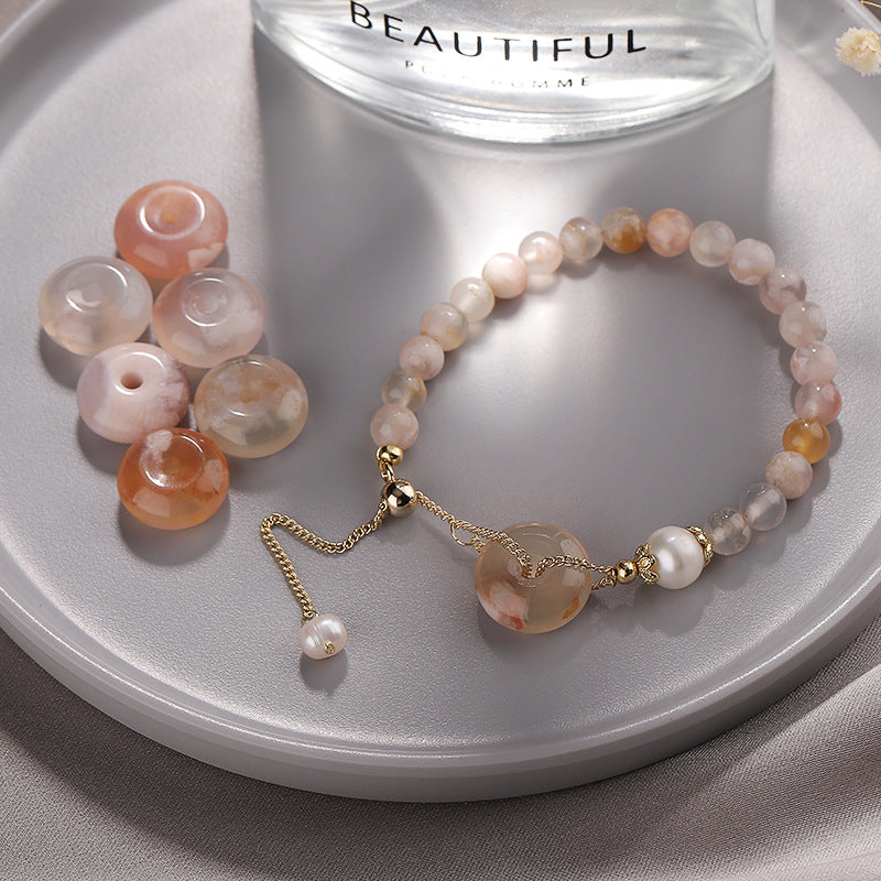 Lucky Buckle •  Natural Sakura Agate Bracelet