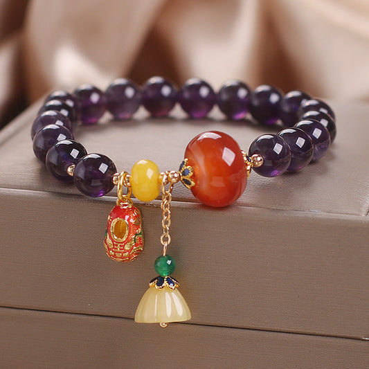 Lucky•Natural Amethyst Lotus Bracelet