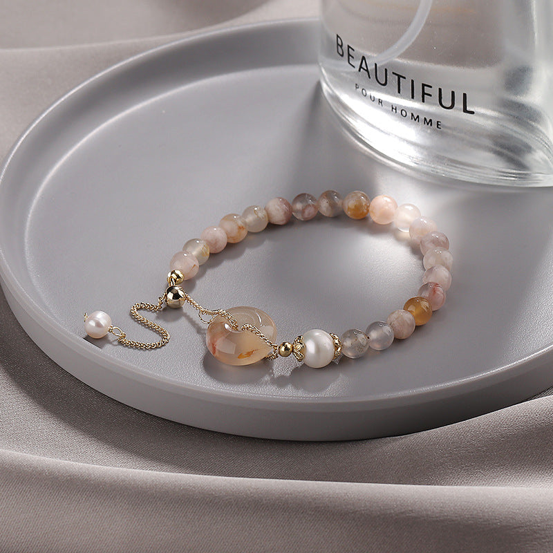Lucky Buckle ·  Natural Sakura Agate Bracelet