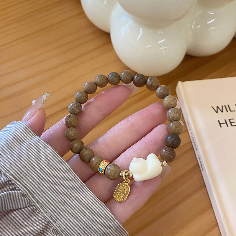 Ivory Fruit & Sandalwood Bead Bracelet