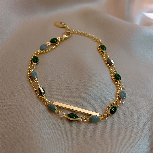 Duet •  Emerald Jade stone bracelet
