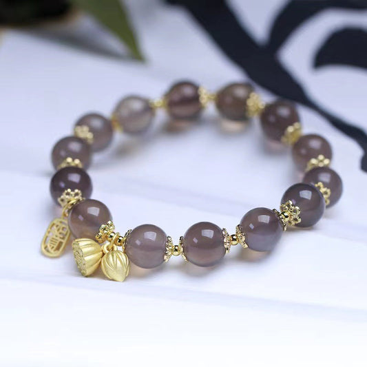 Lotus • Gray Agate Bracelet
