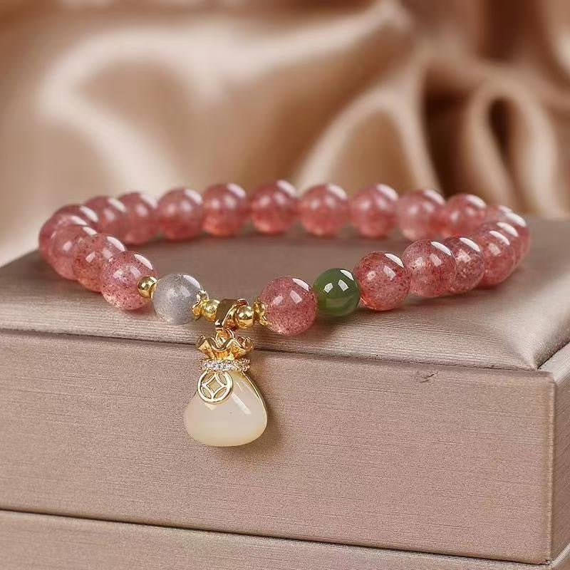 Strawberry Quartz Crystal Jade Bracelet