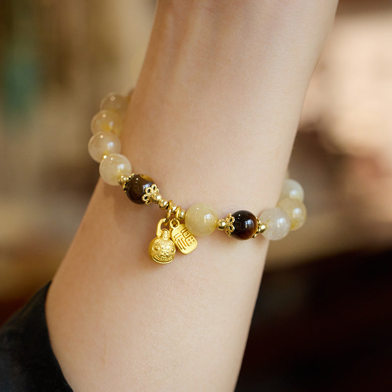 Gold Devouring Beast Natural Crystal Bracelet