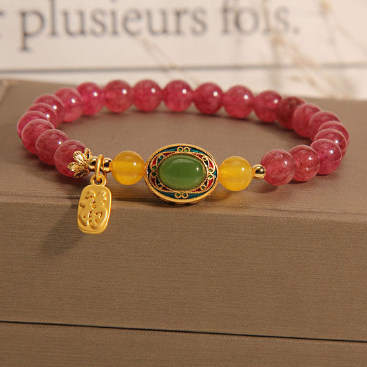 Good Luck • Strawberry Crystal Bracelet