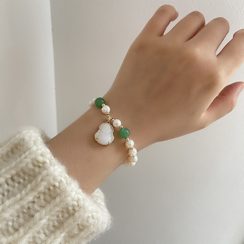Cierre de la suerte • Pulsera de perlas y jade