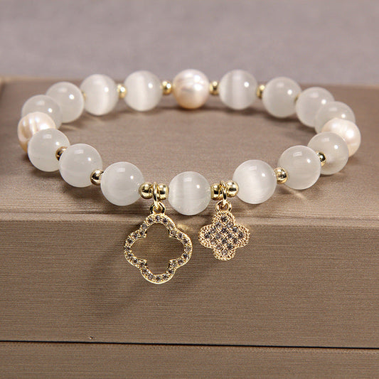 Cat's eye stone & Pearl Bracelet