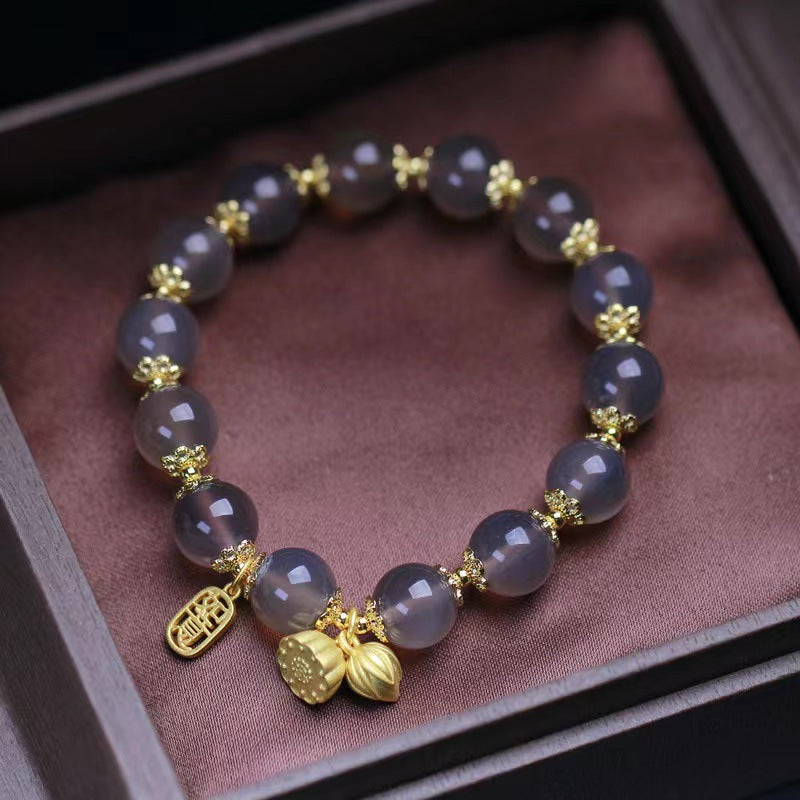 Lotus • Gray Agate Bracelet
