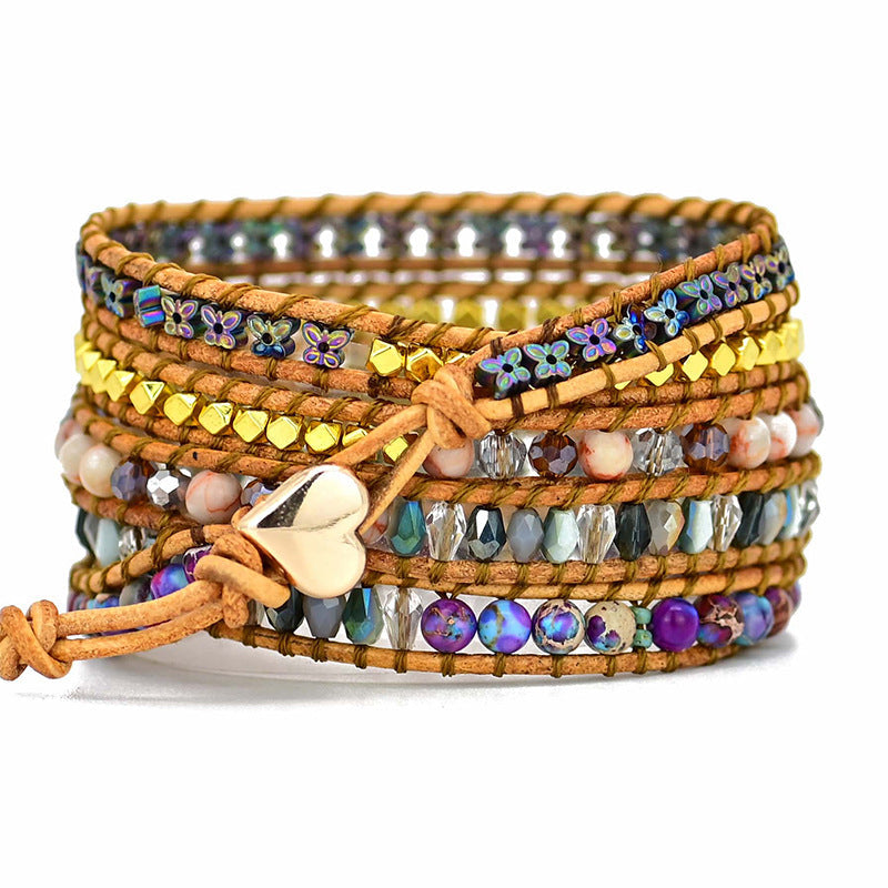 Intense Pink Opal Wrap Bracelet