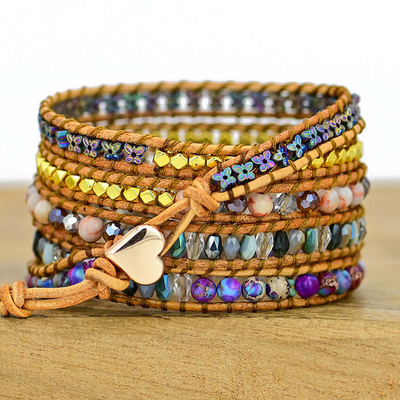 Intense Pink Opal Wrap Bracelet