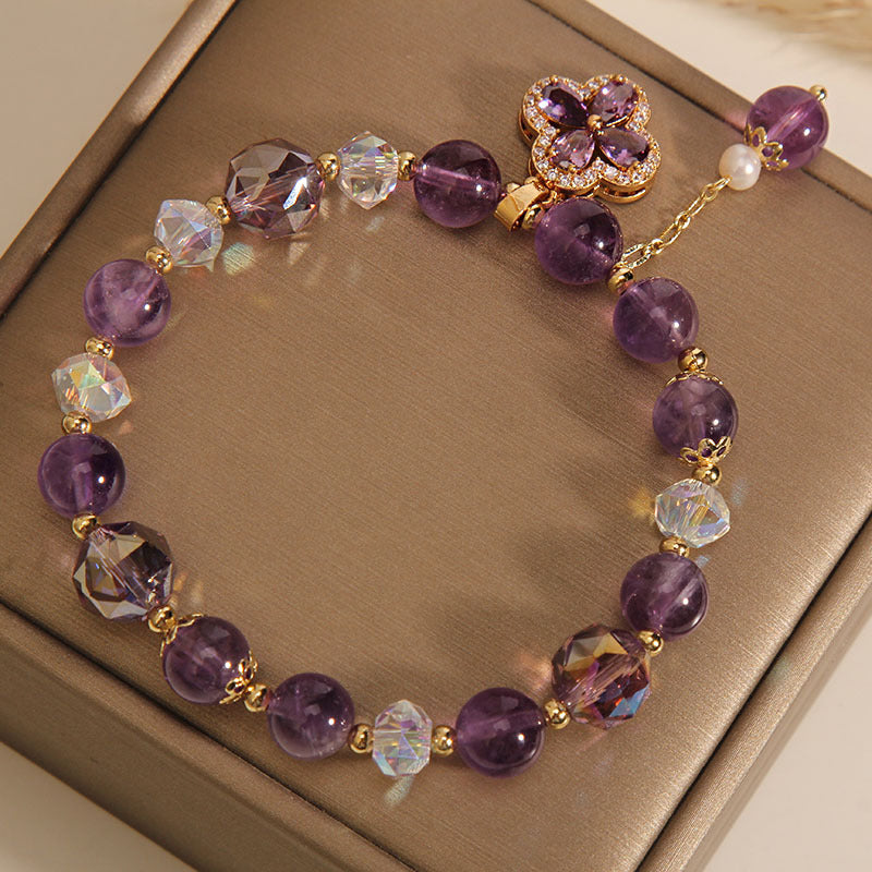 Trébol de cuatro hojas · Pulsera de amatista