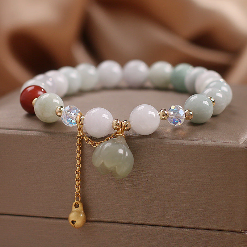 Pulsera de piedra de jade y loto