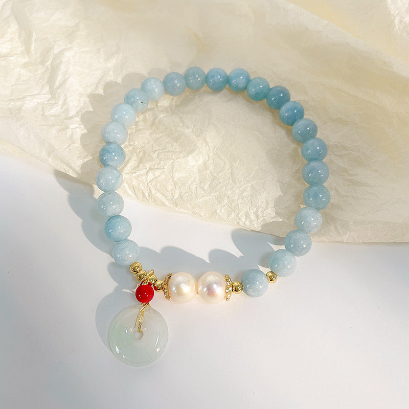 Cierre de la suerte • Pulsera de ágata aguamarina