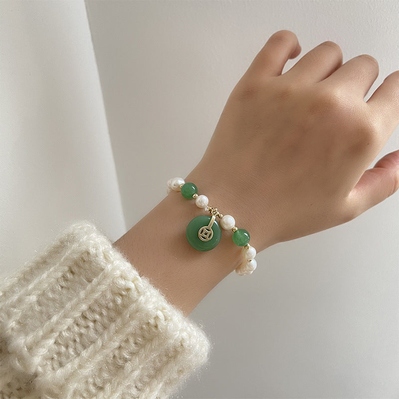 Cierre de la suerte • Pulsera de perlas y jade