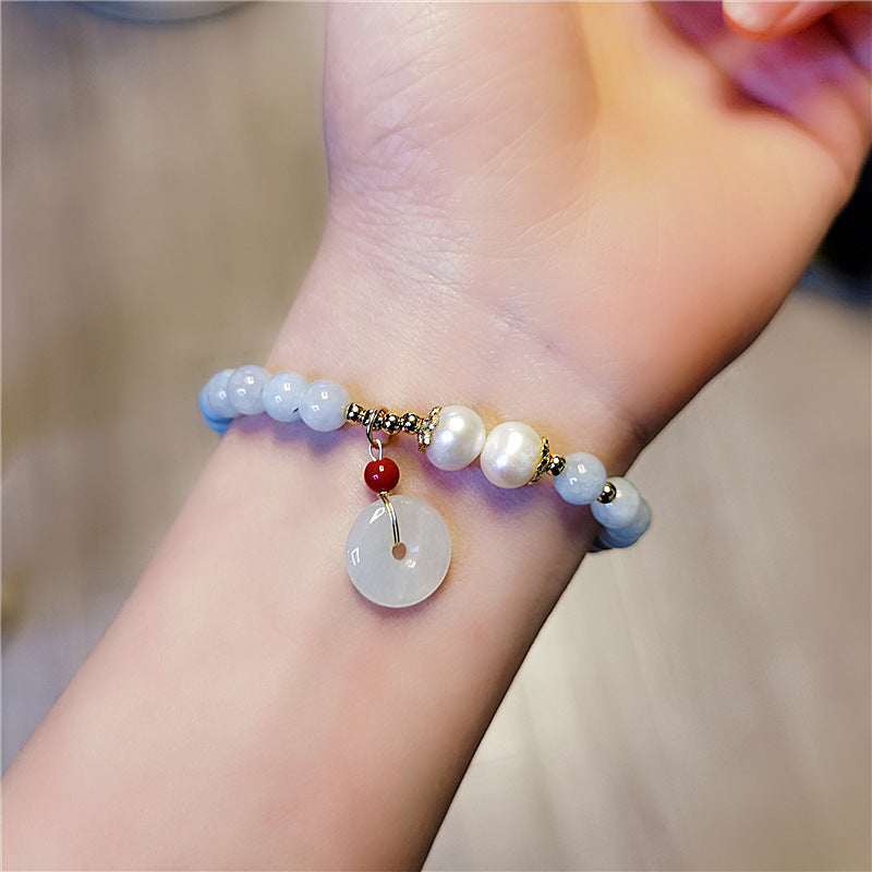 Cierre de la suerte • Pulsera de ágata aguamarina