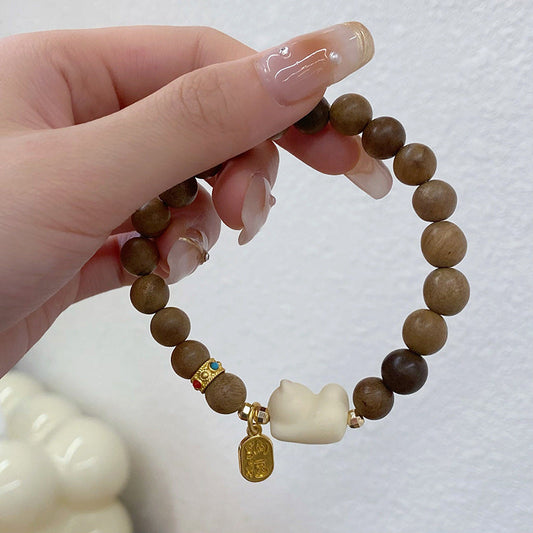 Ivory Fruit & Sandalwood Bead Bracelet
