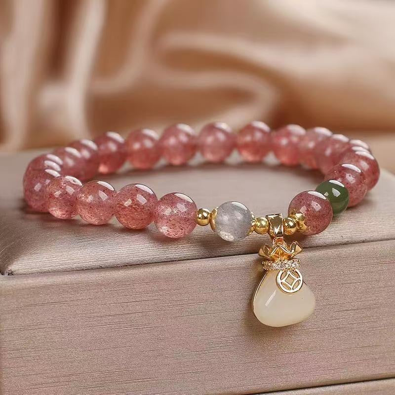 Strawberry Quartz Crystal Jade Bracelet