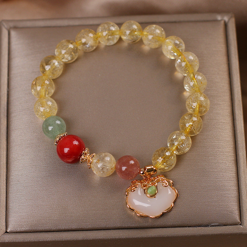 Pulsera de cristal de titanio natural • Lucky