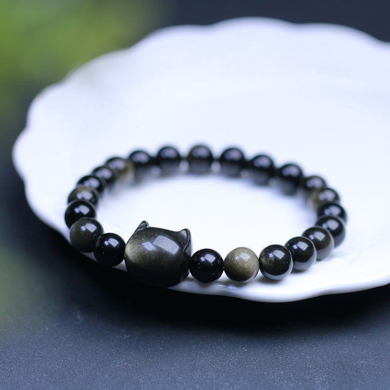 Gatito • Pulsera de Obsidiana Natural