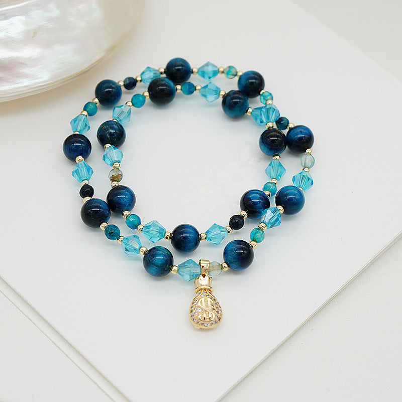 Pulsera Ojo de Tigre Cristal Azul Fortuna