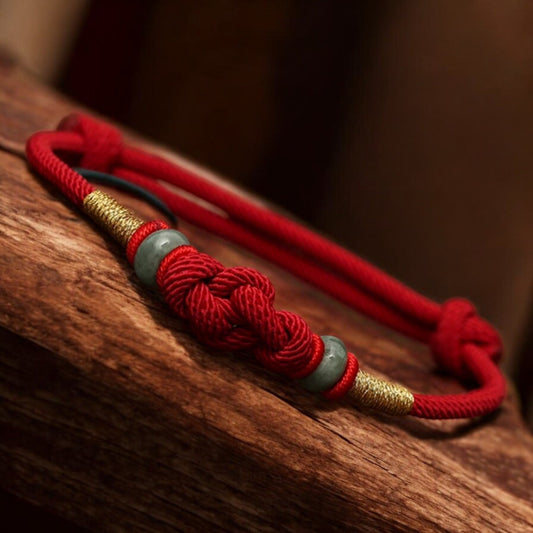 Red String Jade Luck Knot Couple Bracelet