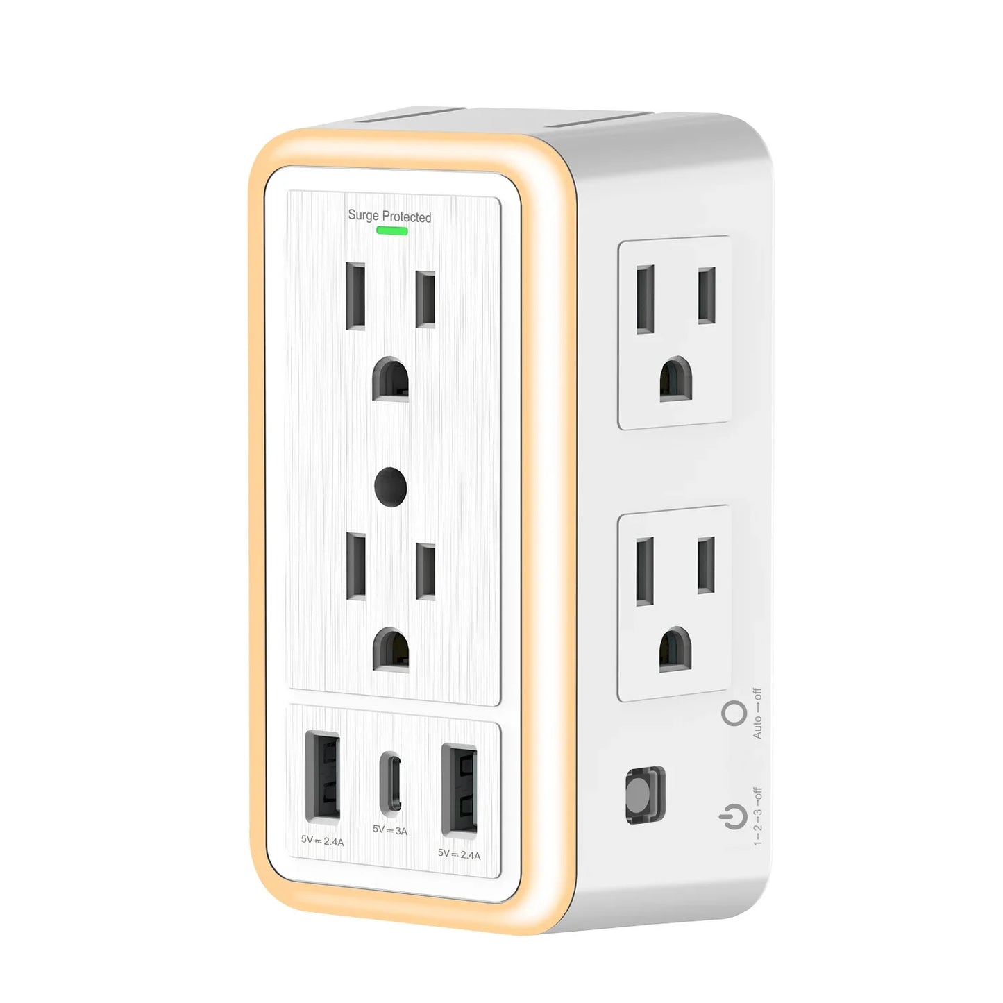 BreezeVell Multi-Outlet Power Strip with Light-Sensitive Night Light