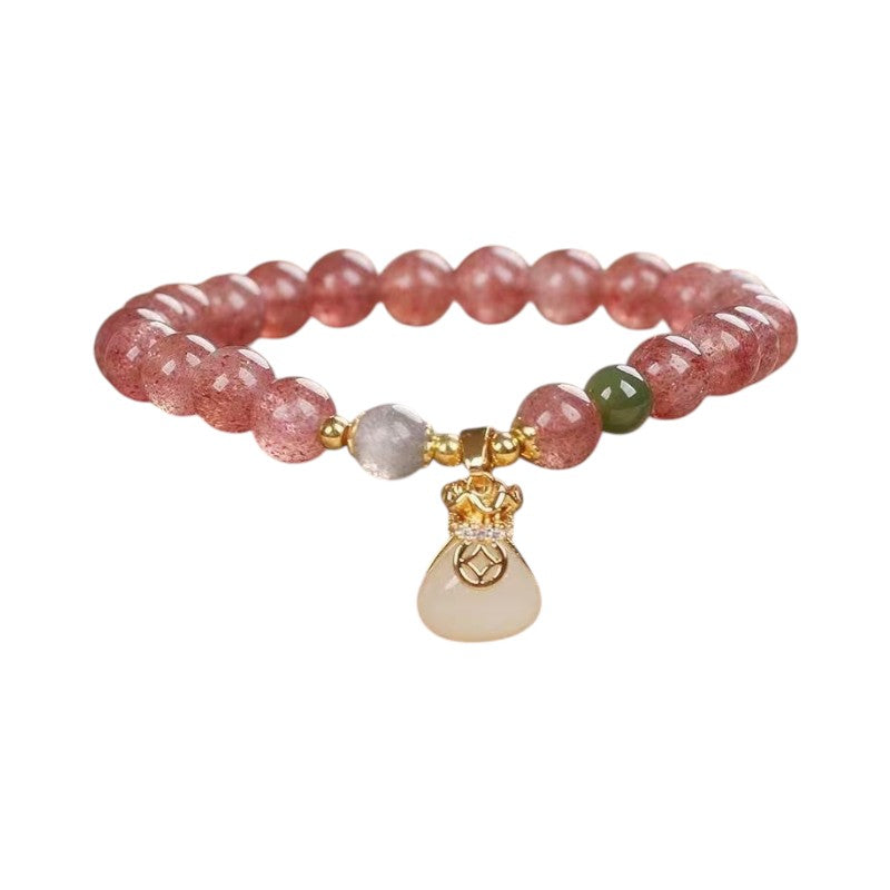 Strawberry Quartz Crystal Jade Bracelet