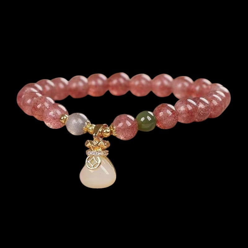 Strawberry Quartz Crystal Jade Bracelet