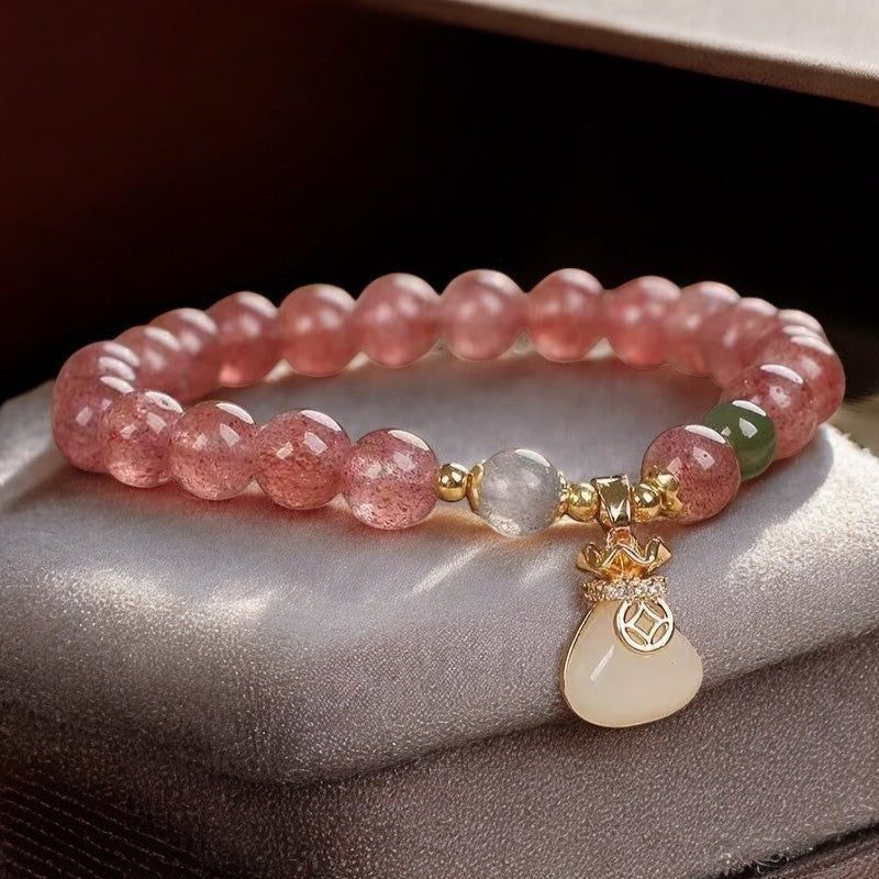 Strawberry Quartz Crystal Jade Bracelet