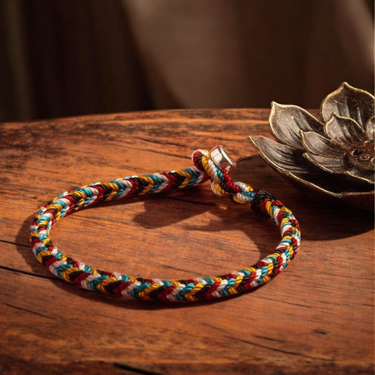 Tibetan Handmade Five Color Braid String Bracelet