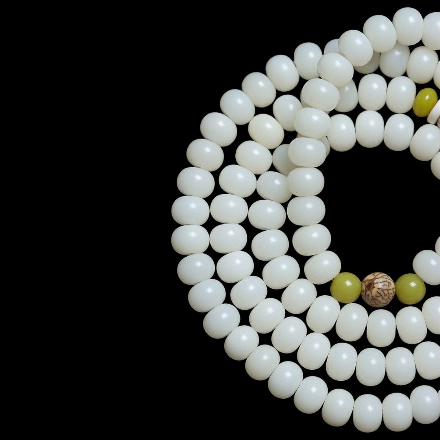 White Jade Bodhi Lotus Mala Necklace Bracelet